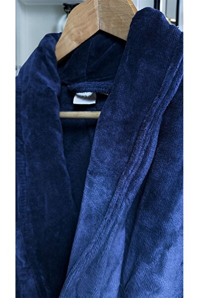 LUNGA VİTA Μπουρνούζι πολυτελείας μεγάλου μεγέθους Navy Blue Velvet