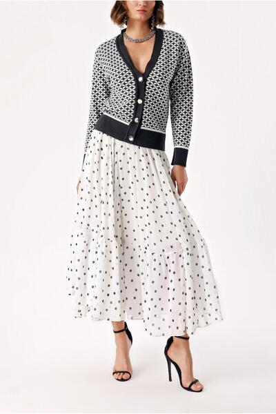 SOCIETA Lacivert Desenli triko hırka 28863