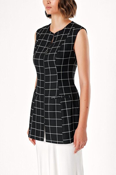 SOCIETA Plaid Zippered slim fit vest 61154