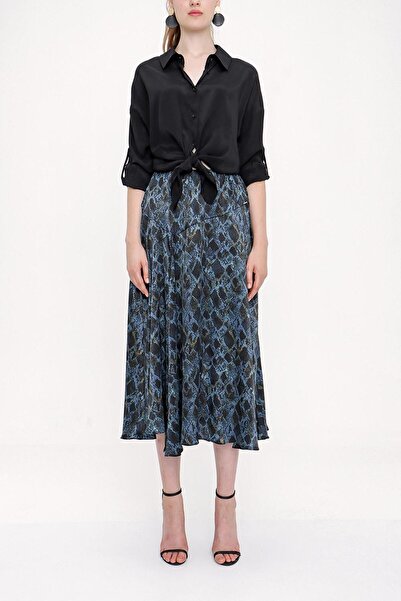 SOCIETA Desenli Beli lastikli etek 81203