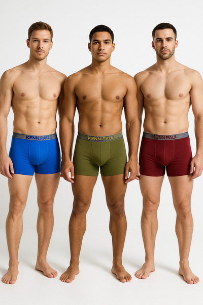 Kennpaul 3-Piece Men's Plain Cotton Luxury Boxers -Fitted