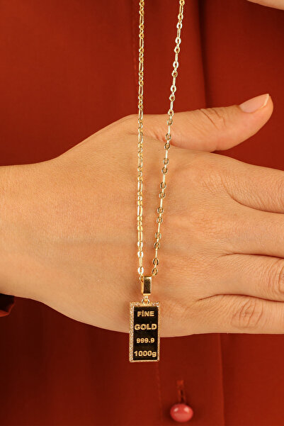 Çgk Çiğdem Gürel Kuyumculuk Zincir Külçe Altın Kolye