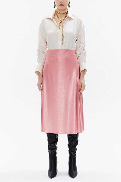 SOCIETA Pembe Beli lastikli midi etek 81150