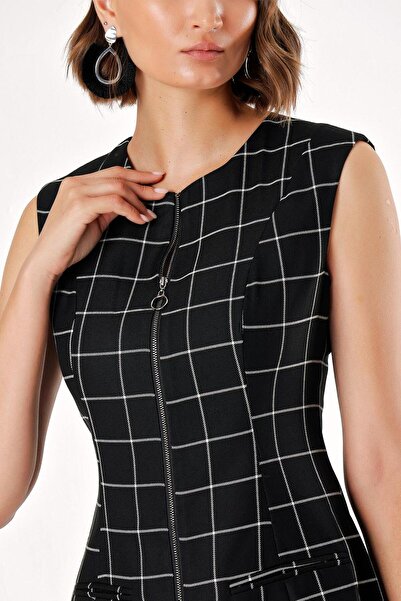 SOCIETA Plaid Zippered slim fit vest 61154