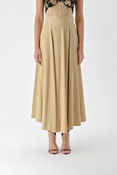 SOCIETA Beige Corsiyaj skirt with belt 81270