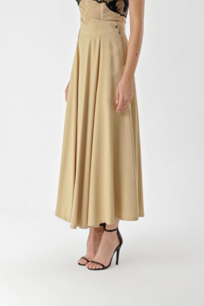 SOCIETA Beige Corsiyaj skirt with belt 81270