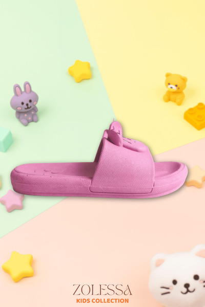 ZOLESSA Kız Çocuk Pembe Terlik Kaydırmaz Tabanlı Hayvan Figürlü Günlük Rahat Spor Yazlık Ev Plaj Terlik