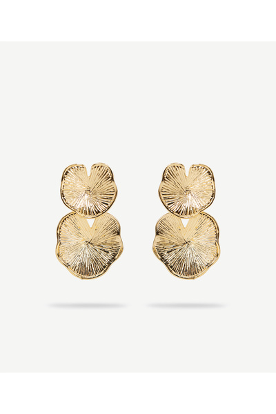 Yargıcı Dokulu Ve Çiçek Formlu Küpe