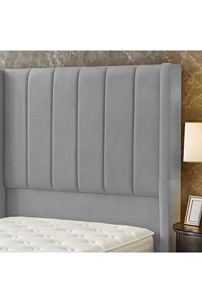 Rahaty Store Modern Wooden Bed with Velvet Upholstery 90×190 cm