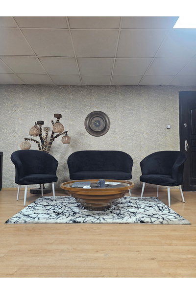 TEDDY Takım Beyaz Boyalı Sivriltme Ayak Çay Seti Koltuk - Berjer , Balkon, Salon, Ofis