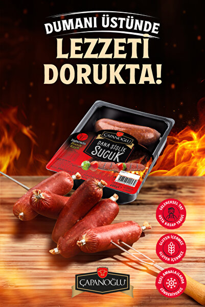 Çapanoğlu Dana Şişlik Sucuk 400 Gr Vakumlu Glutensiz Fermente Kasap Lezzeti Şişe Takılmaya Uygun Mangallık