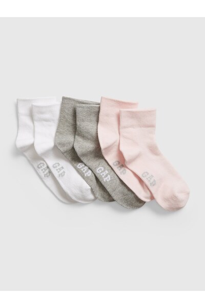 GAP Kız Çocuk Çok Renkli Quarter Crew 3'lü Çorap Seti