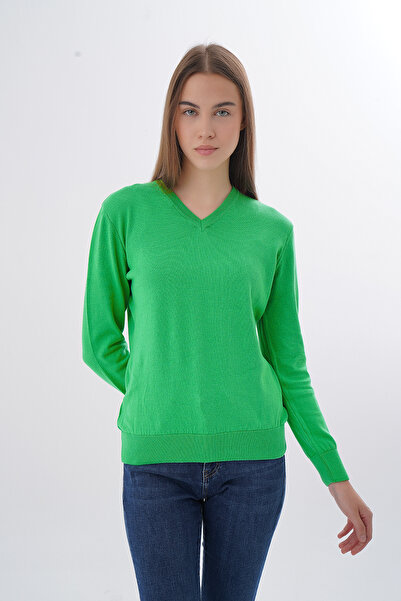 Trist Star Bluză pulover din tricot cu decolteu în V, 100% bumbac organic, ve...