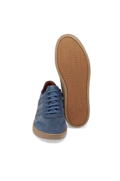 Tergan Mavi Hakiki Nubuk Deri Erkek Sneaker - E24I1AY56862-F58