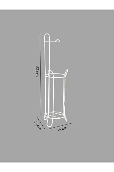 Magic Objects Ayaklı Beyaz Tuvalet Kağıtlığı | Yedekli Metal Kağıt Standı Askısı
