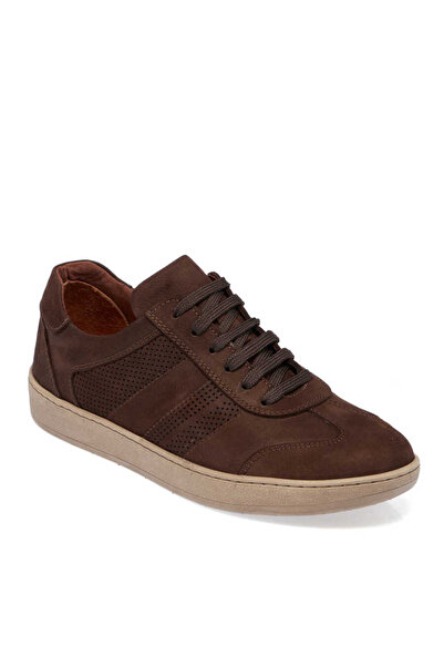 Tergan Kahve Hakiki Nubuk Deri Erkek Sneaker - E24I1AY56862-A39
