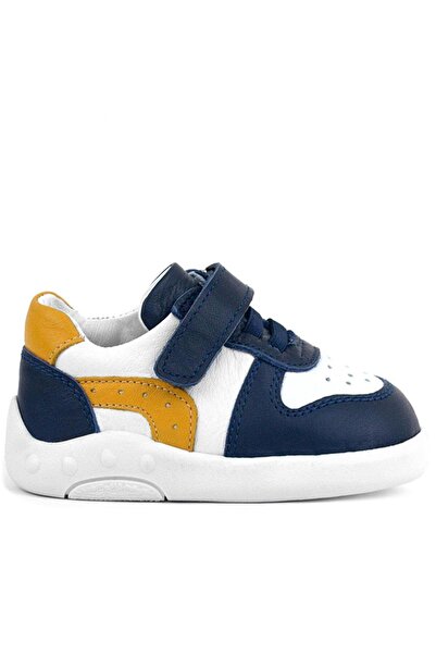 Rakerplus Genuine Leather Anatomical Navy Blue White Baby Sports Shoes