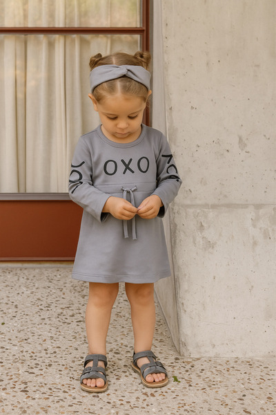 rg kidsstore Baby Girl Oxo Printed Dress and Headband 2-Piece Set_Rg225