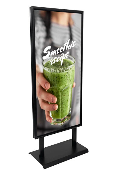 DESMARK 50x140 Ayaklı Pano ELEGANTE Siyah Çift Taraflı Reklam&Poster Panosu