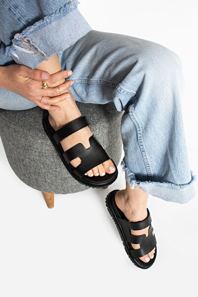 Moda Devrin Cırtlı Anatomik Rahat Taban Kadın Terlik