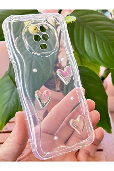 Fibaks Xiaomi Redmi Note 9 Pro - 9S Kılıf 3D Kalpli İnci Tasarımlı Desenli Kamera Korumalı Silikon Kapak