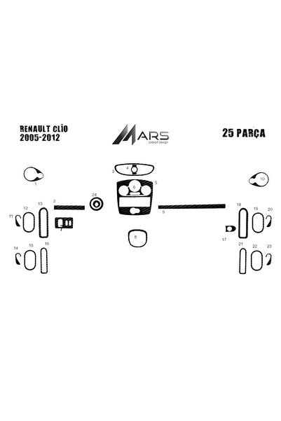 Marscockpitdesign رينو كليو 3 كونسول-توربيد 2005-2012 9 قطع