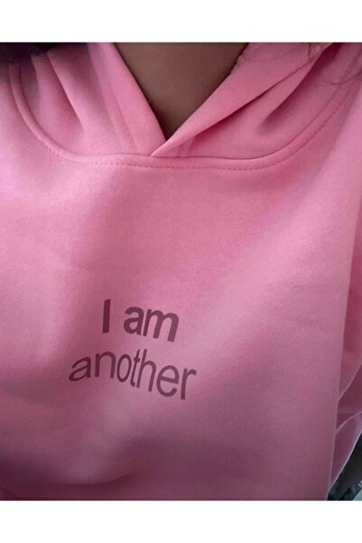 BYMEER I am Another Printed Pink Oversize φούτερ με κουκούλα