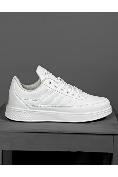 FREE MARKA Günlük Erkek Beyaz Sneaker Bağcıklı Rahat Ortopedik Spor Ayakkabı
