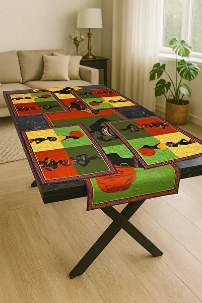 tarzınısec Savana – 3D Cultural Patterned Table Runner & 4-Piece Supla Set
