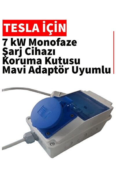 ReparAuto TESLA için Şarj Istasyonu Cihazı 7kW Monofaze Mavi Adaptör Destekle...