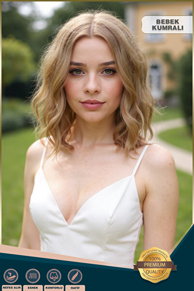 KONAK PERUK Fiber Sentetik Kısa Dalgalı Perçemsiz Peruk - Bebek Kumralı