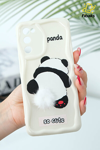 Fibaks Galaxy S20 Fe Compatible Case Designed Patterned Camera Protection Panda White Tassel Silicone Cover