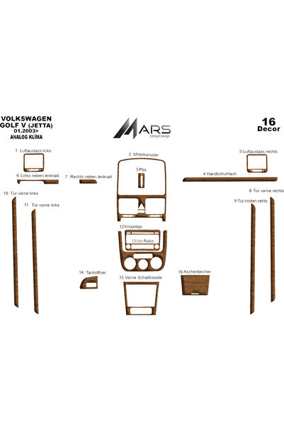 Marscockpitdesign فولكس واجن جولف 5 وحدة التحكم-توبوردو مكيف الهواء التناظري ...