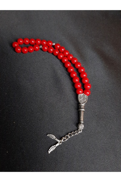 MRYart Red Glass Beads 33' Rosary - Stylish Design with Metal Tassels