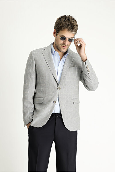 Kiğılı Regular Fit Checkered Linen Blended Jacket