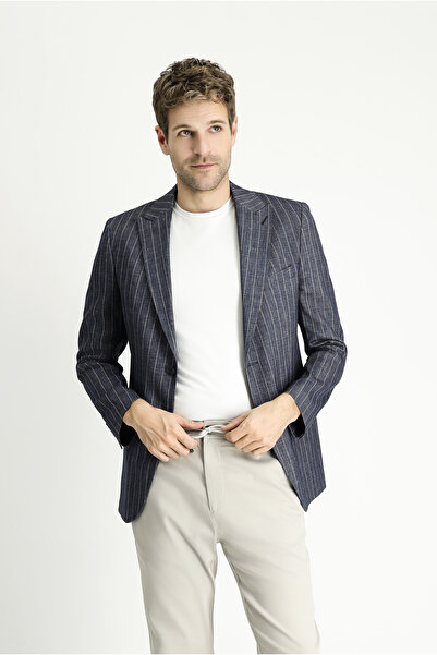 Kiğılı Регулярний крій Смугастий піджак із суміші льону