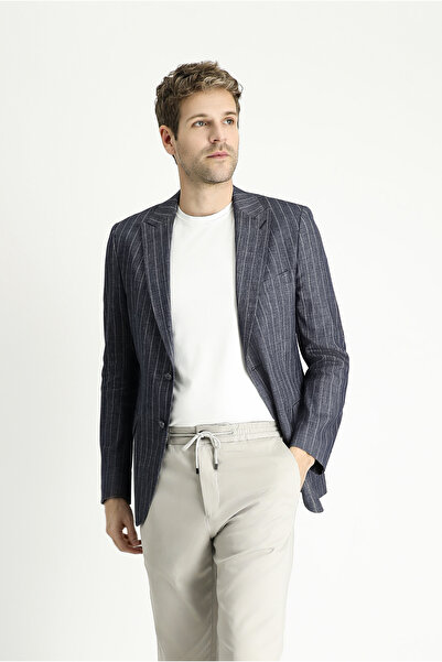 Kiğılı Регулярний крій Смугастий піджак із суміші льону