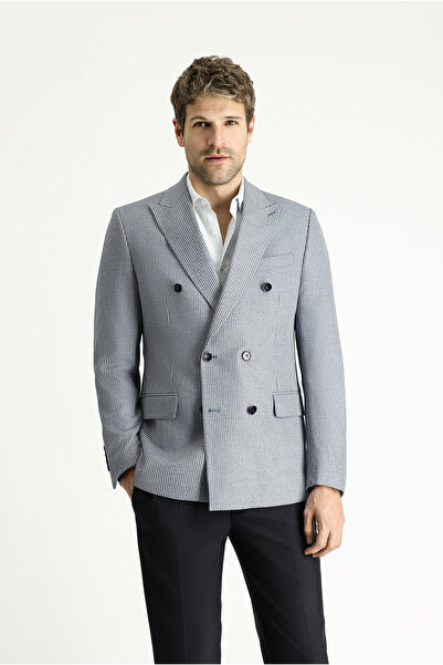 Kiğılı cu două rânduri de nasturi Jachetă cu linie regulară cu dungi