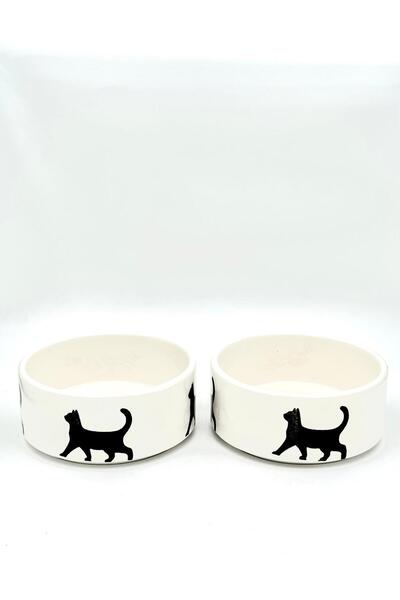 NitruDesign 2 Pieces High Quality (12.5 Cm, 400 ml) Ceramic Cat and Dog Food Water Bowl