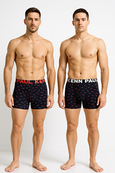 KENN PAUL Pachet de 2 boxeri de lux din bumbac cu modele pentru bărbați