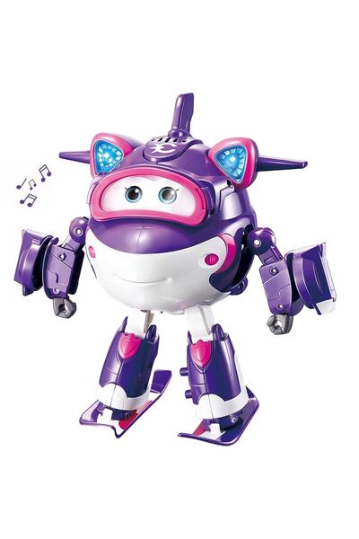 super wings Avion transformabil, Super Wings, Crystal, Cu Sunete si Lumini, 17Cm