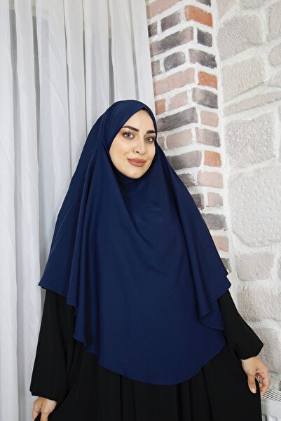 Mihrisina collection Single-Story Soufflé Navy Blue Khimar Hijab Hijab 4 Strings Available