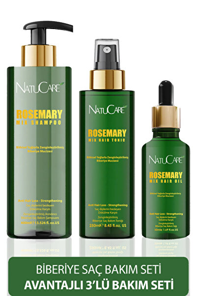 NatuCare Biberiye Saç Bakım Set ,Dökülme Karşıtı Yıpranmış Saçlara Özel Biber...