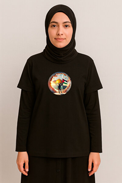 HUBERYWEAR Γυναικείο μπλουζάκι με θέμα τη Γάζα και στάμπα της Μεσίντ-ι Αξά - ...