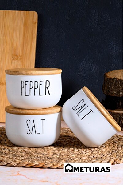 Meturas طقم محكم الغلق من الخيزران مكون من 3 قطع سعة 370 مل - غطاء أسطواني وب...