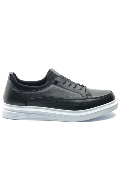 KOCAMANLAR Özçatal 586 Genuine Leather 45-46-47 Number Special Production Men's Casual Shoes Black-White