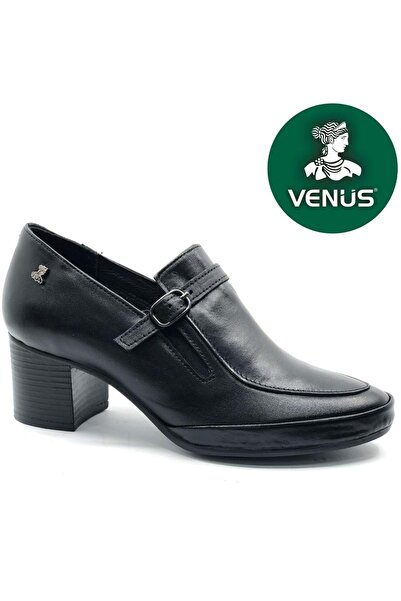 Venüs Bexus Genuine Leather Comfort Orthopedic Women's Heeled Shoes Black