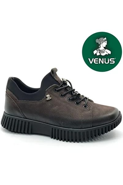 Venüs Azalea Genuine Leather Orthopedic Women's Casual Shoes Brown