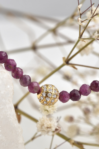 Nox Jewelry 925 Ayar Gümüş Altın Kaplama Doğal Yakut Taşlı Kolye - NGS00114