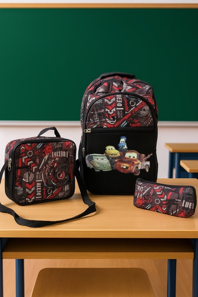 NewBag Раница Speed Car за начално училище - комплект от 3 броя